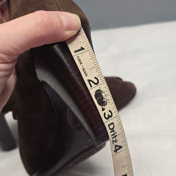 SOFFT GEVA MARY JANE SUEDE PUMPS BROWN PEEP TOE HEELS 7.5M - Picture 8 of 8